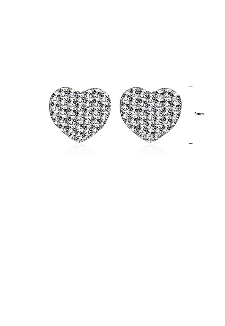 925 Sterling Silver Simple Romantic Elegant Fashion Heart Shape Earrings and Ear Studs with Austrian Element Crystal