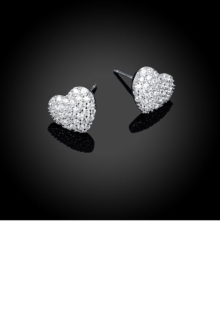 925 Sterling Silver Simple Romantic Elegant Fashion Heart Shape Earrings and Ear Studs with Austrian Element Crystal