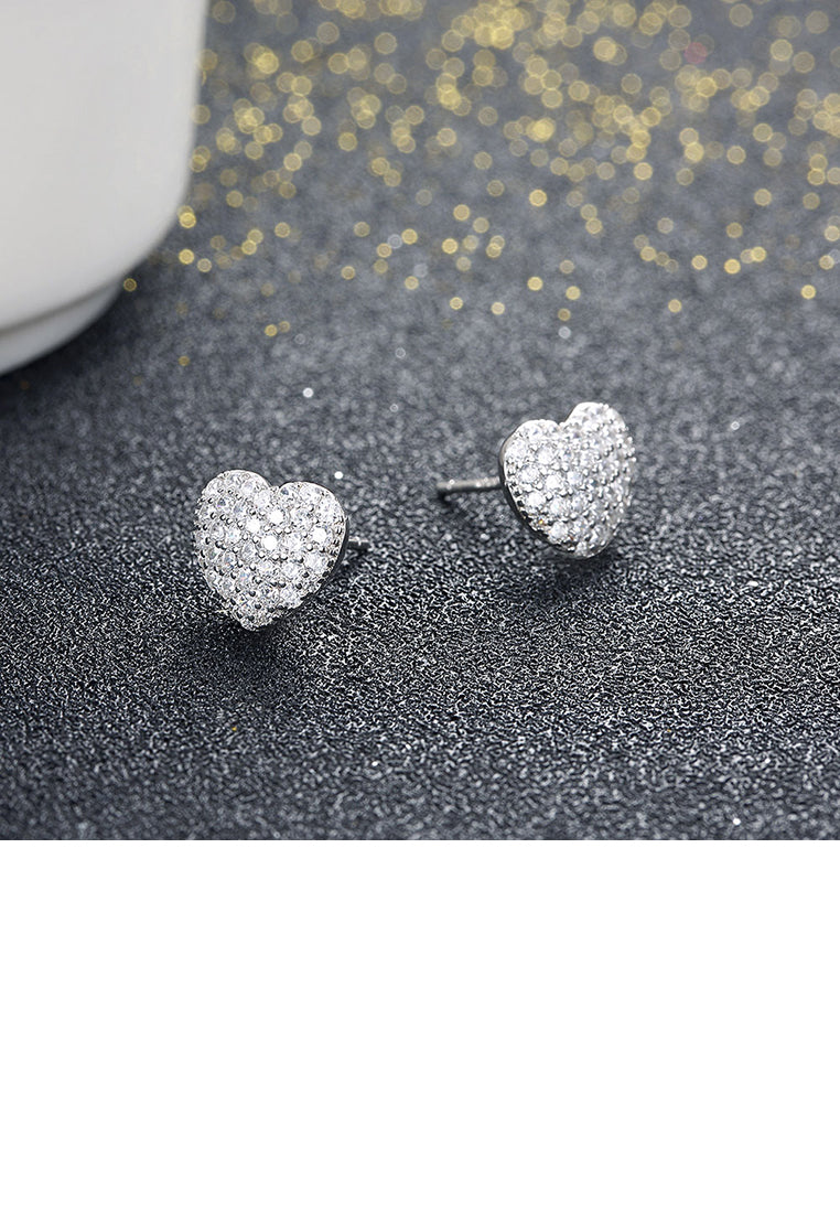 925 Sterling Silver Simple Romantic Elegant Fashion Heart Shape Earrings and Ear Studs with Austrian Element Crystal