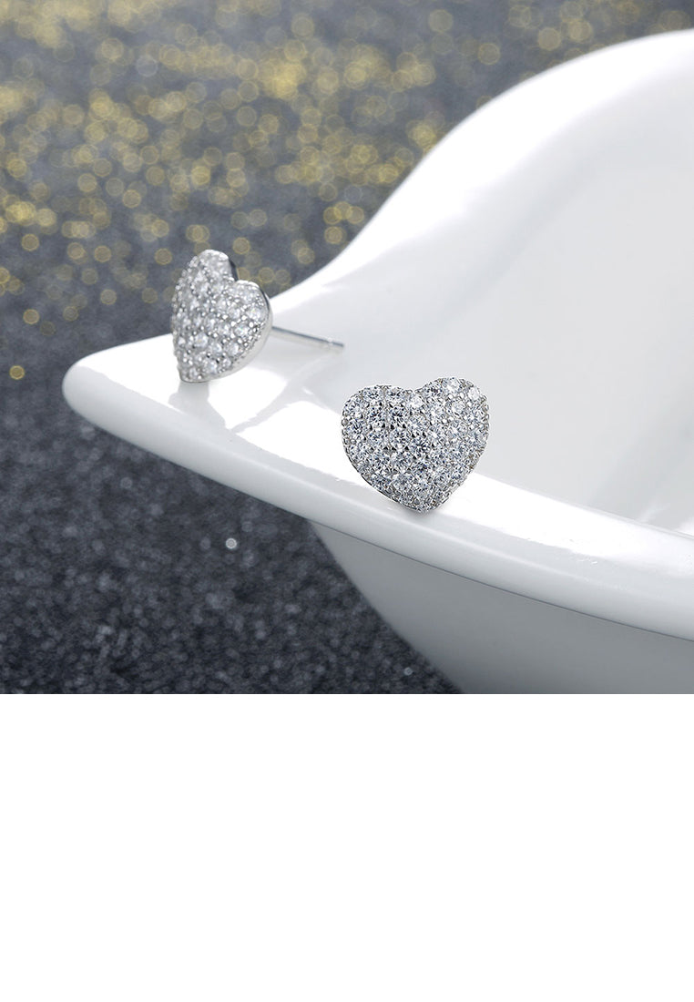 925 Sterling Silver Simple Romantic Elegant Fashion Heart Shape Earrings and Ear Studs with Austrian Element Crystal