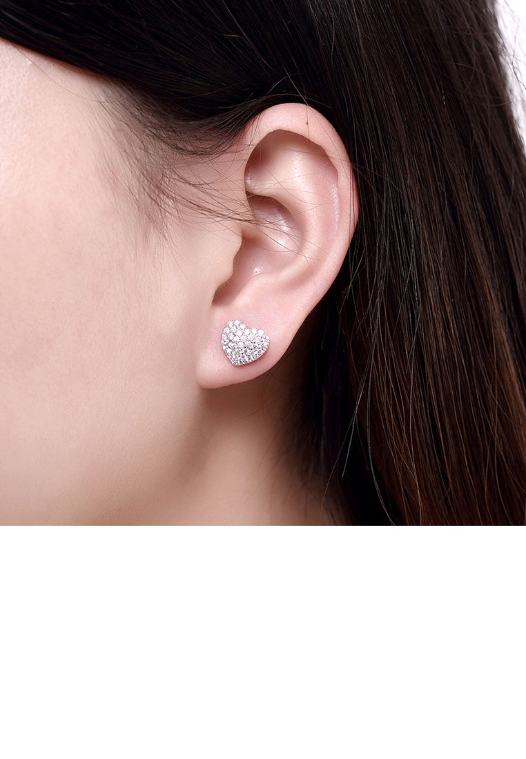 925 Sterling Silver Simple Romantic Elegant Fashion Heart Shape Earrings and Ear Studs with Austrian Element Crystal