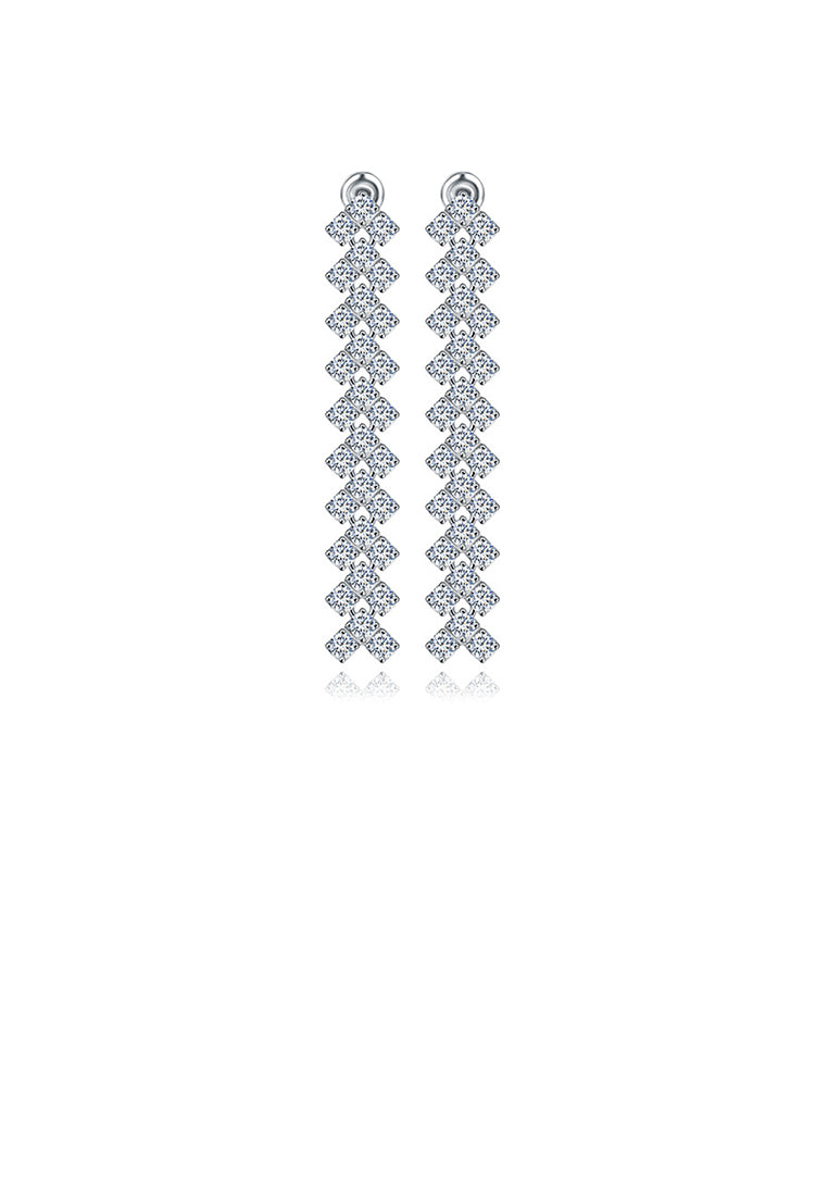 Fashion Simple Geometric Cubic Zirconia Long Earrings - Luxurious Look