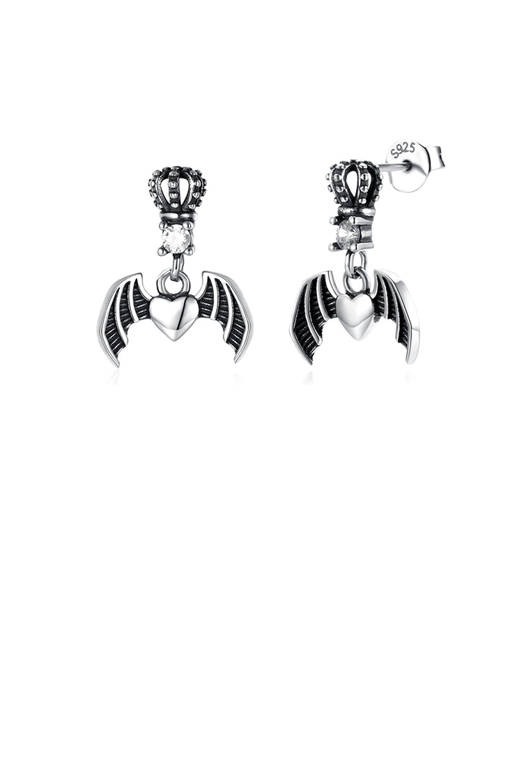 925 Sterling Silver Vintage Fashion Little Bat Stud Earrings