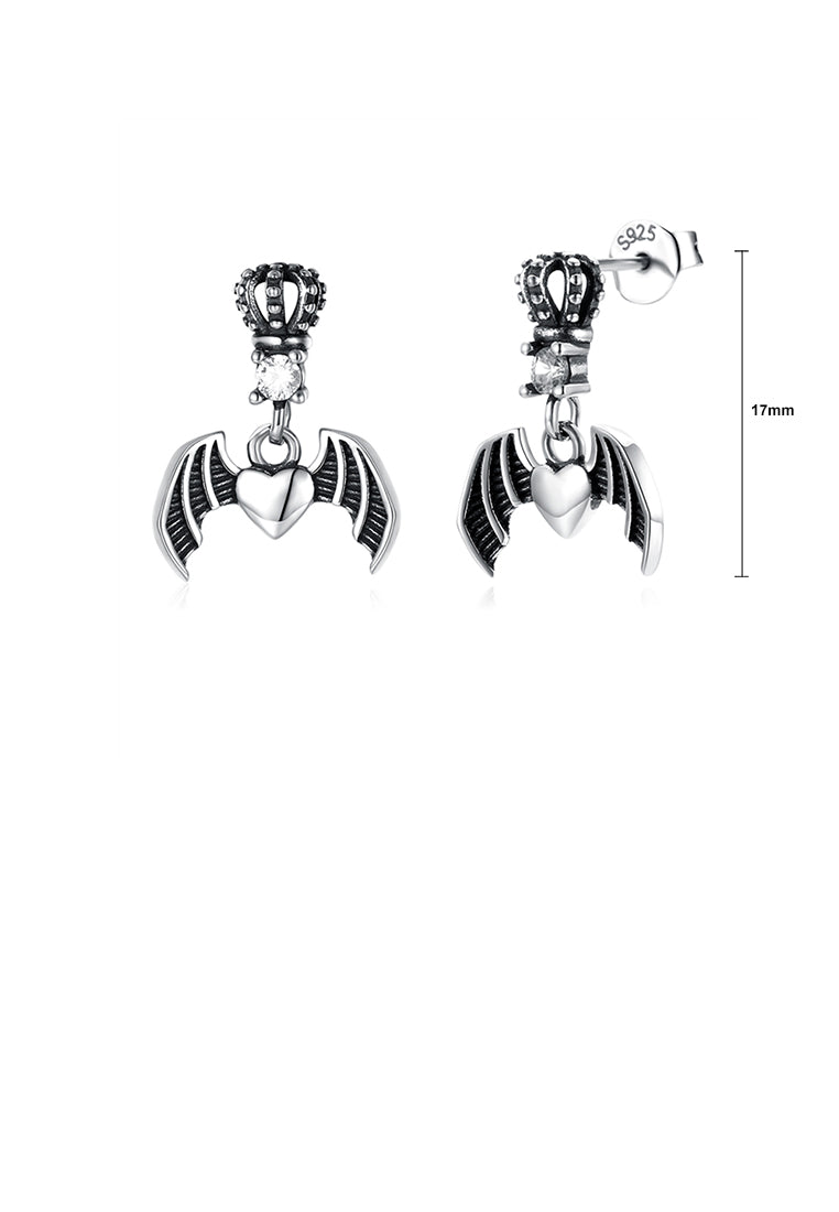 925 Sterling Silver Vintage Fashion Little Bat Stud Earrings