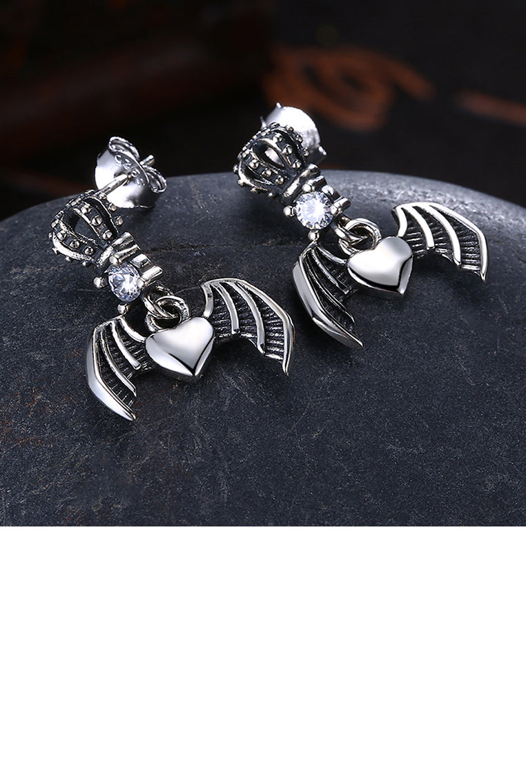 925 Sterling Silver Vintage Fashion Little Bat Stud Earrings
