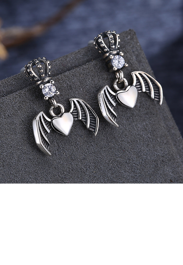 925 Sterling Silver Vintage Fashion Little Bat Stud Earrings