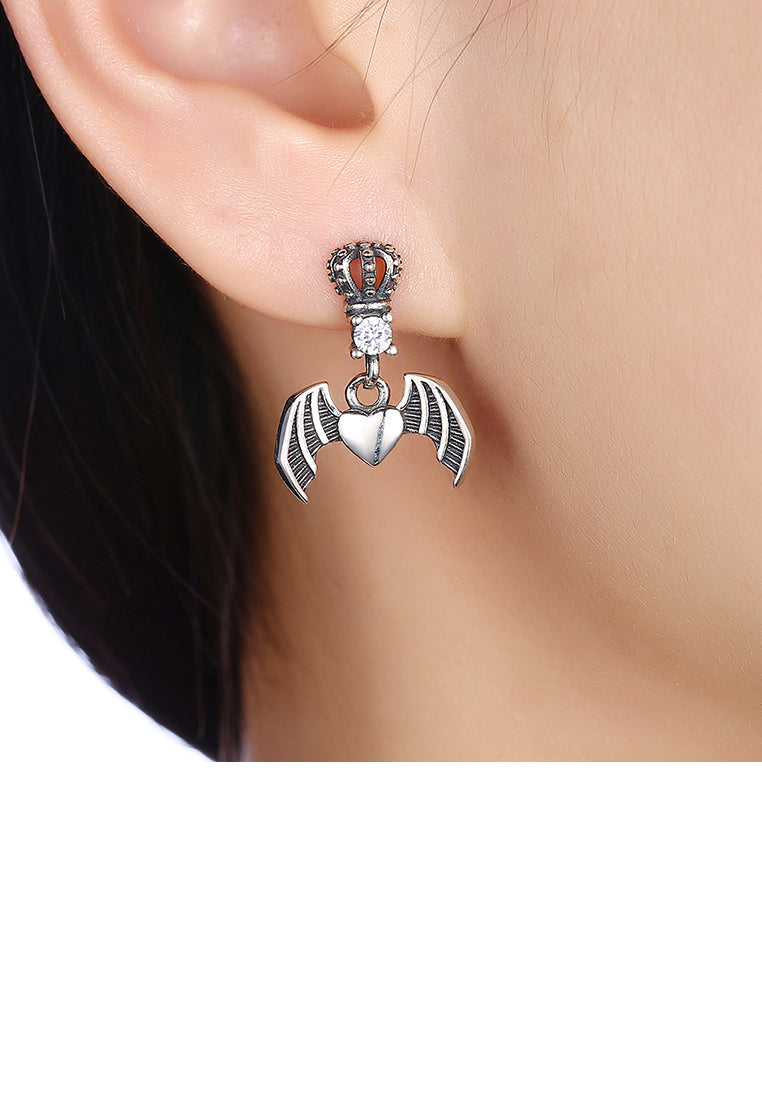 925 Sterling Silver Vintage Fashion Little Bat Stud Earrings