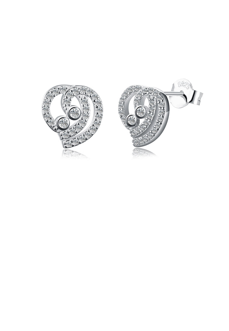 925 Sterling Silver Simple Elegant Fashion Heart Shape Earrings and Ear Studs with Cubic Zircon