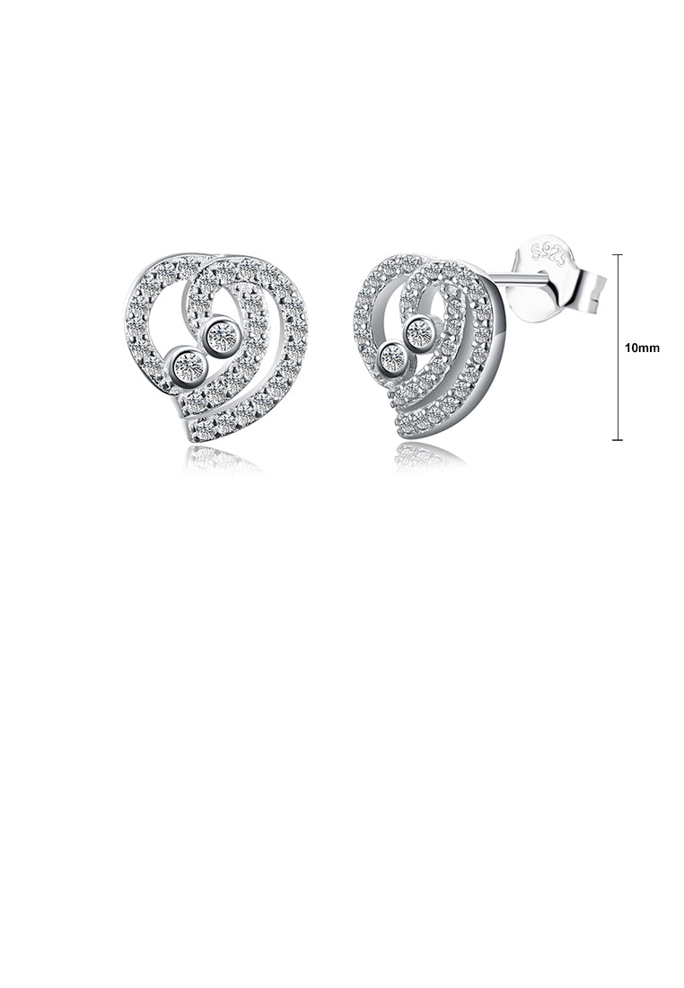 925 Sterling Silver Simple Elegant Fashion Heart Shape Earrings and Ear Studs with Cubic Zircon