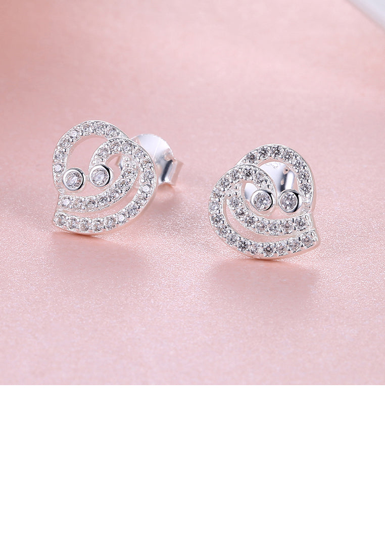 925 Sterling Silver Simple Elegant Fashion Heart Shape Earrings and Ear Studs with Cubic Zircon