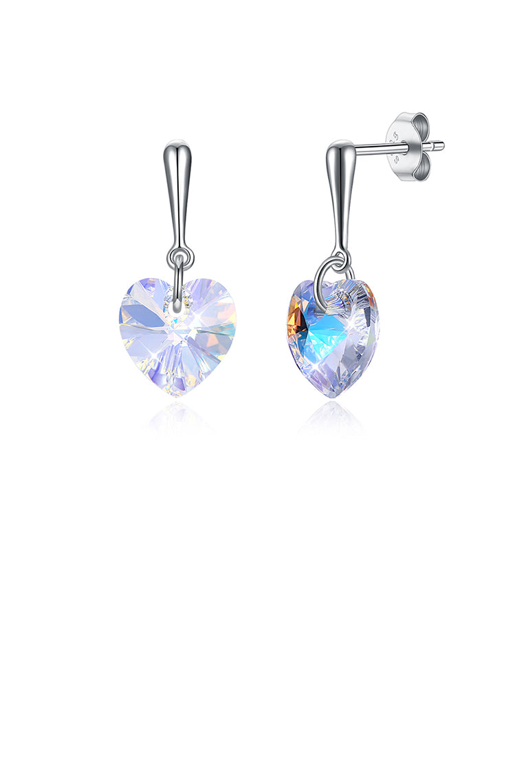 925 Sterling Silver Elegant Fashion Heart Shape Earrings with Austrian Element Crystal