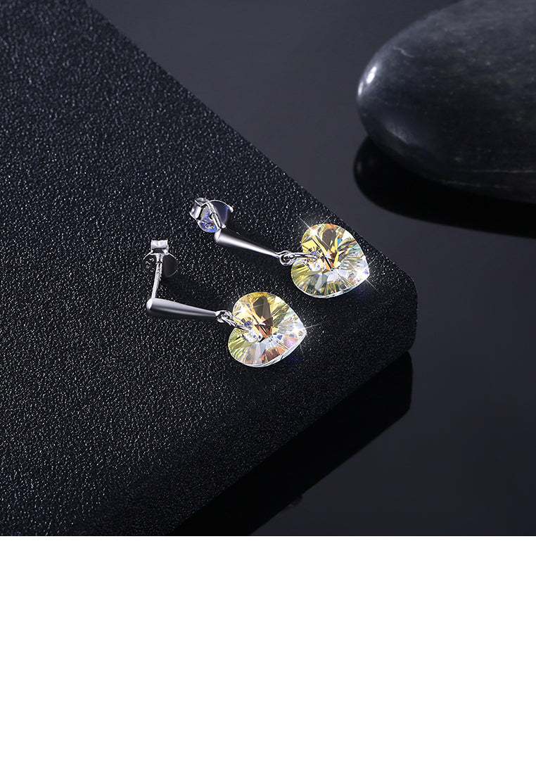 925 Sterling Silver Elegant Fashion Heart Shape Earrings with Austrian Element Crystal