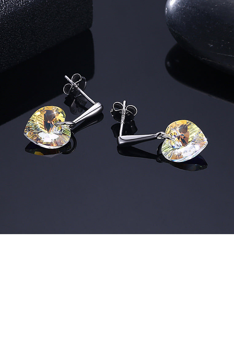 925 Sterling Silver Elegant Fashion Heart Shape Earrings with Austrian Element Crystal