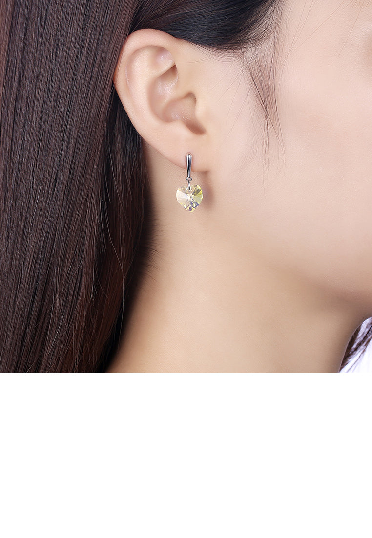 925 Sterling Silver Elegant Fashion Heart Shape Earrings with Austrian Element Crystal