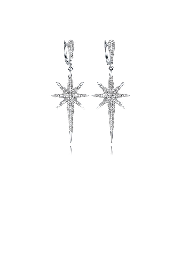 Fashion Simple Star Long Earrings with Cubic Zirconia - Luxurious Look