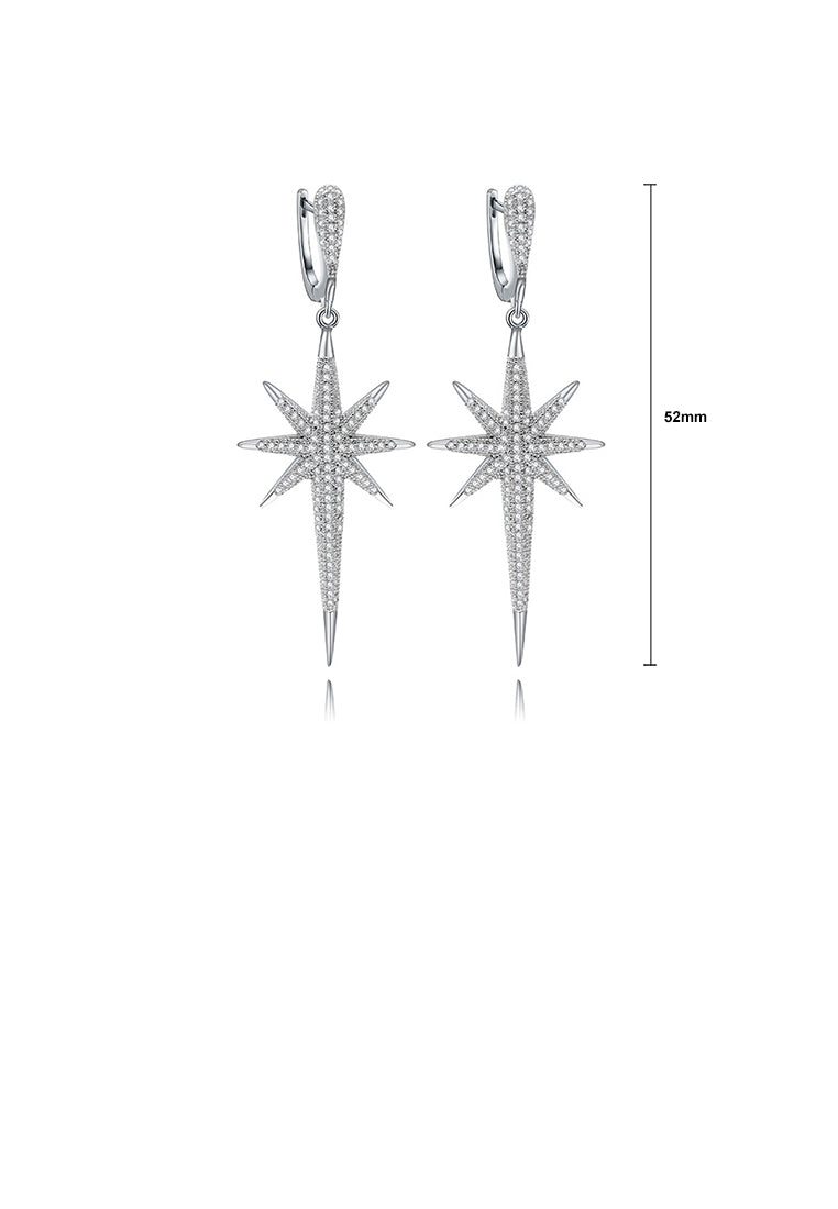 Fashion Simple Star Long Earrings with Cubic Zirconia - Luxurious Look