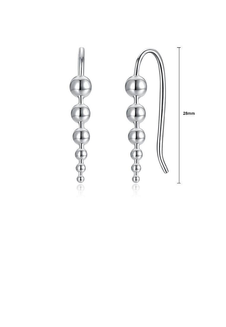 925 Sterling Silver Simple Round Bead Earrings