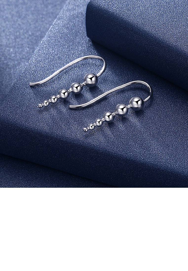 925 Sterling Silver Simple Round Bead Earrings