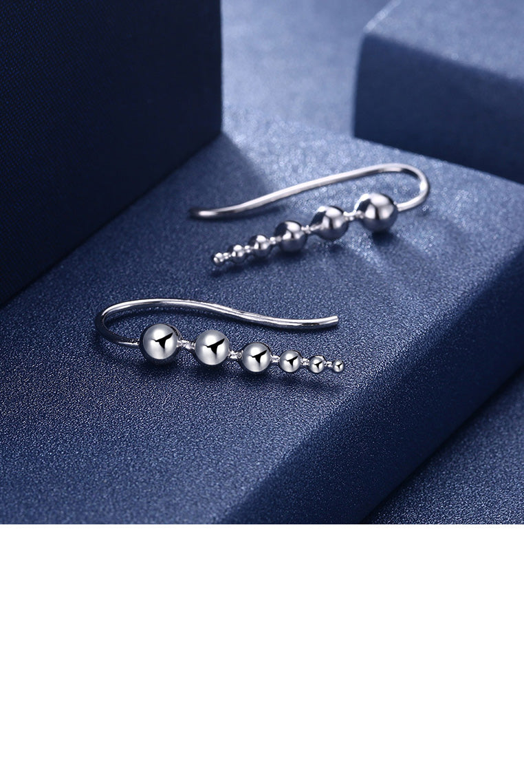 925 Sterling Silver Simple Round Bead Earrings