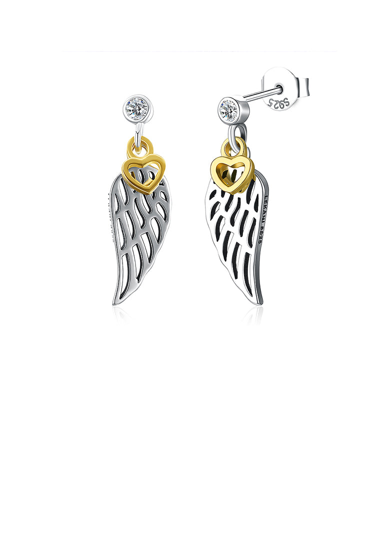 925 Sterling Silver Wing Earrings with Cubic Zircon