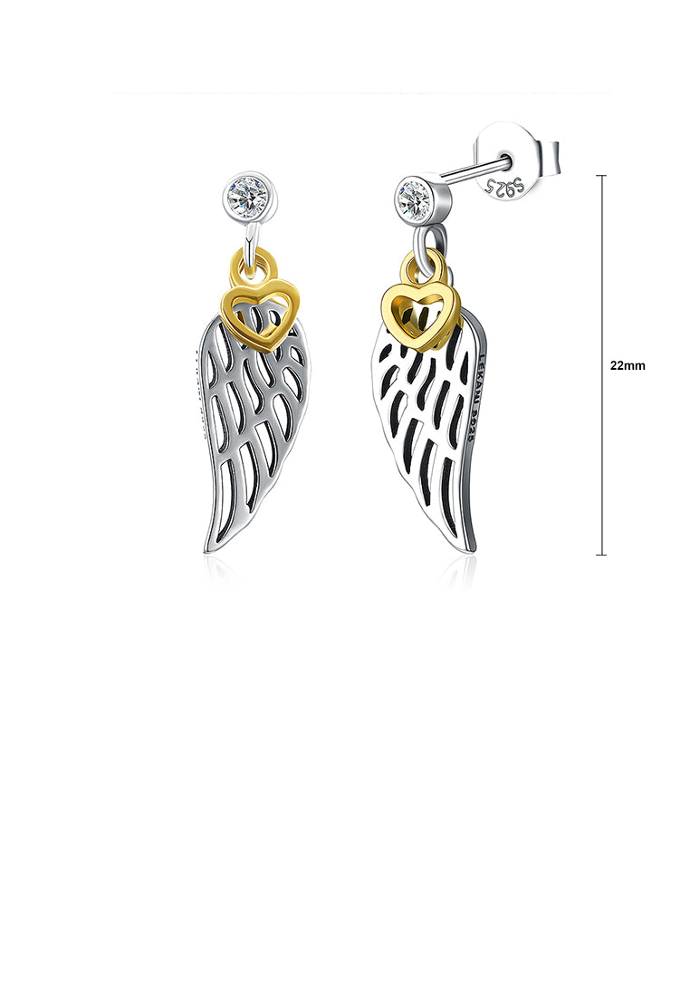 925 Sterling Silver Wing Earrings with Cubic Zircon