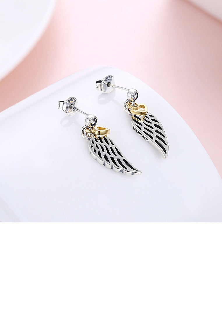 925 Sterling Silver Wing Earrings with Cubic Zircon