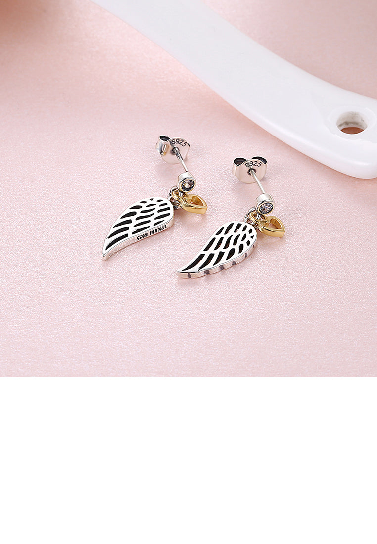 925 Sterling Silver Wing Earrings with Cubic Zircon