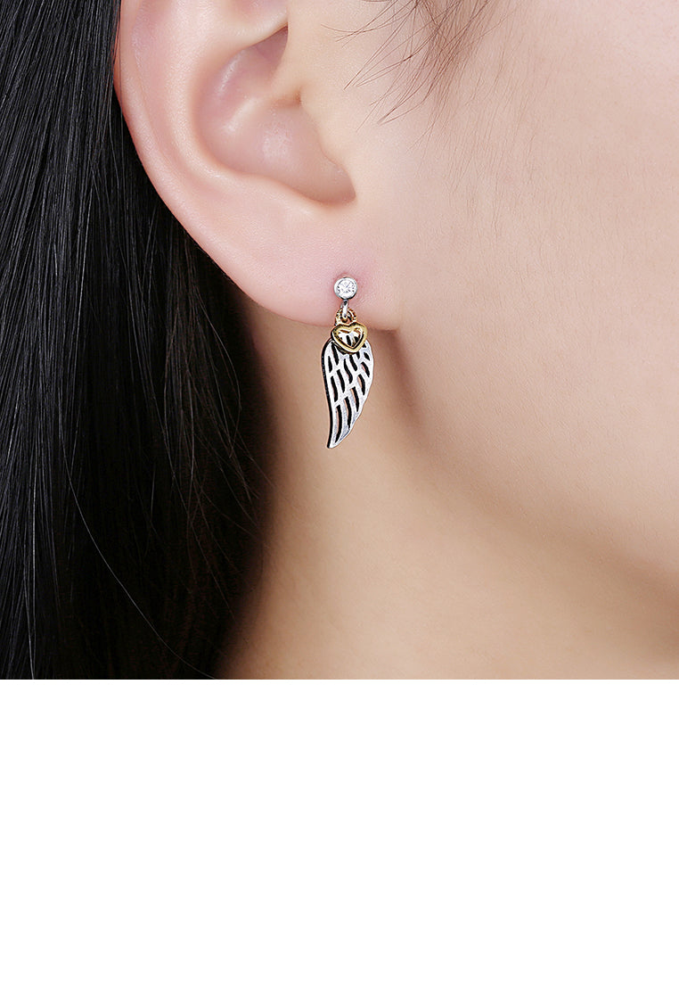 925 Sterling Silver Wing Earrings with Cubic Zircon