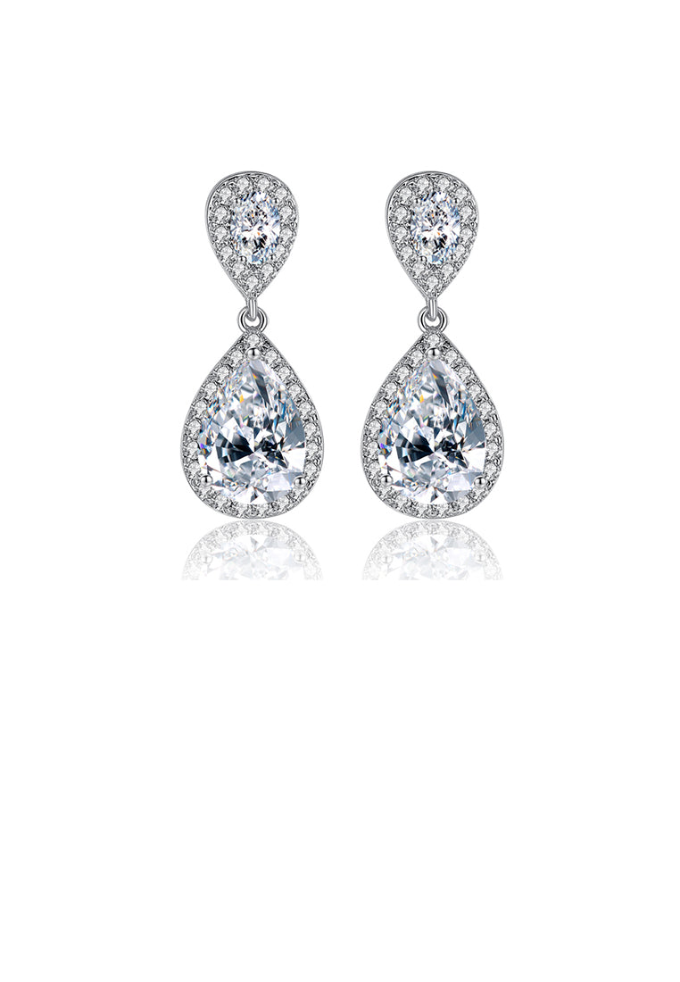 Fashion and Elegant Geometric Water Drop Earrings with Cubic Zirconia - Luxurious Look