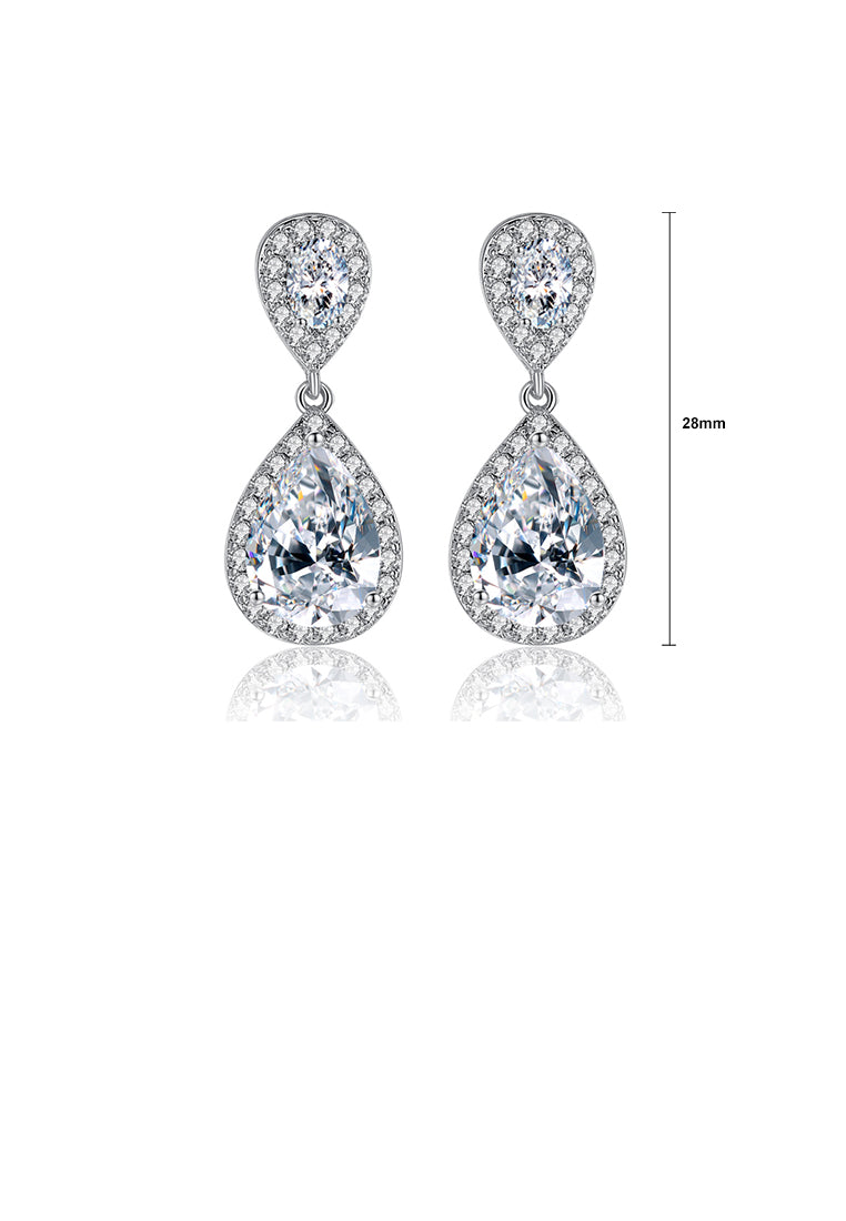 Fashion and Elegant Geometric Water Drop Earrings with Cubic Zirconia - Luxurious Look