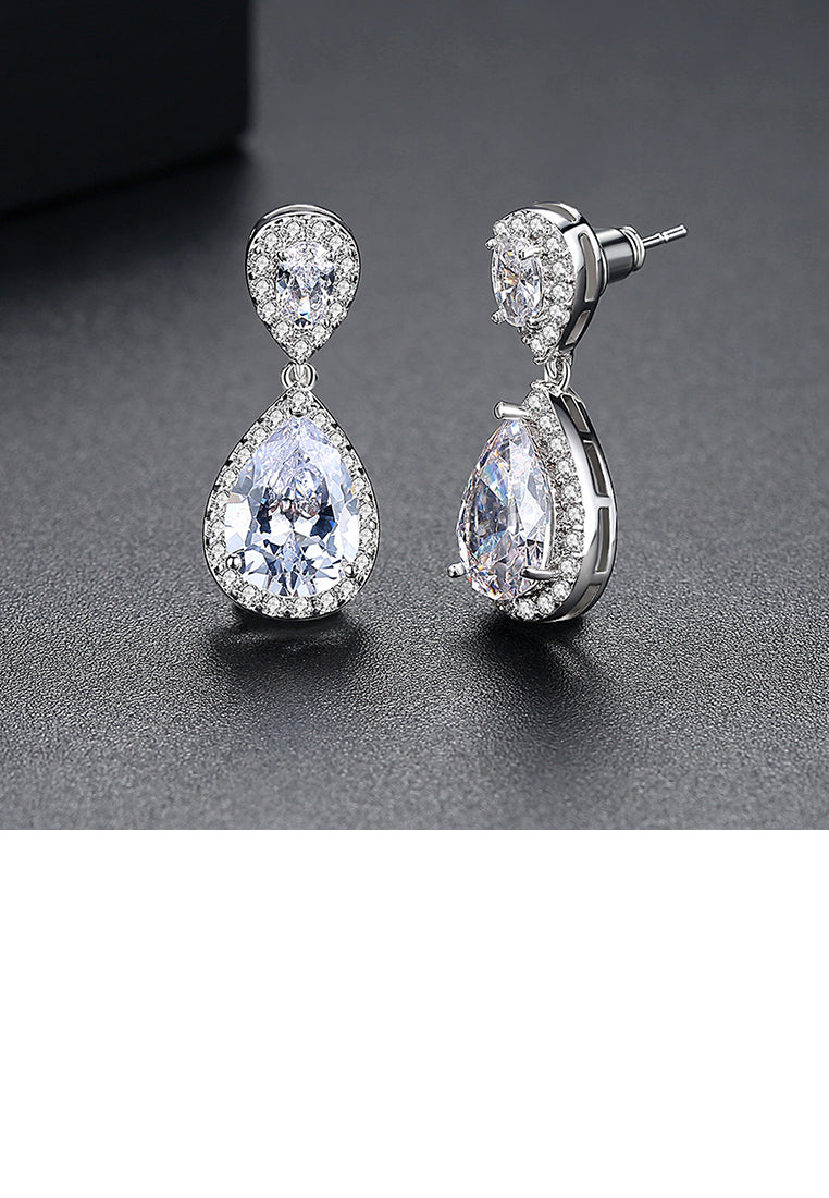Fashion and Elegant Geometric Water Drop Earrings with Cubic Zirconia - Luxurious Look