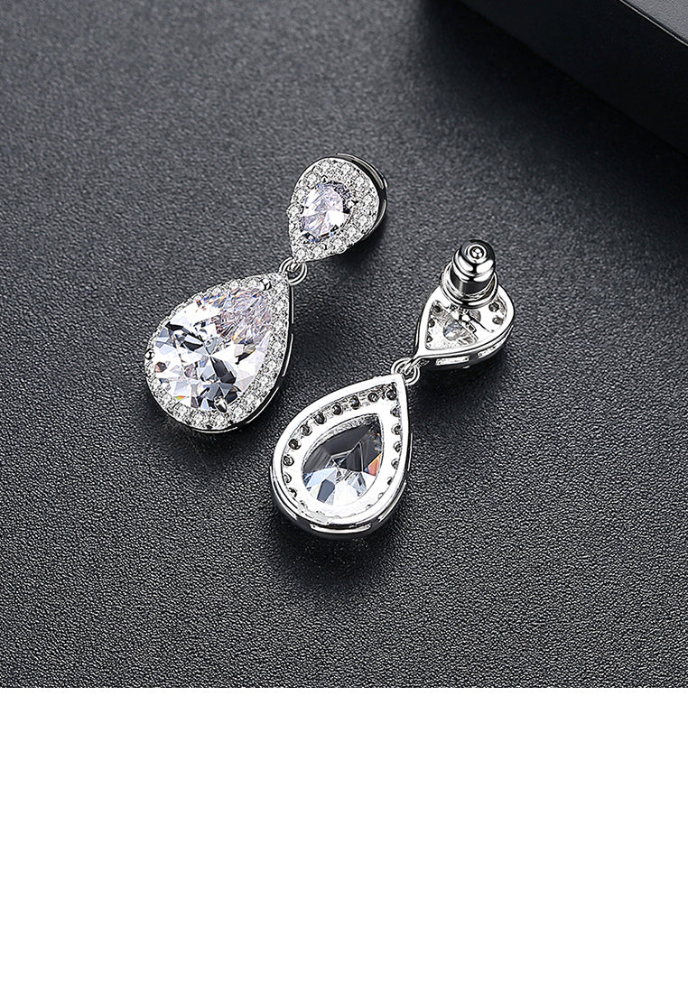 Fashion and Elegant Geometric Water Drop Earrings with Cubic Zirconia - Luxurious Look