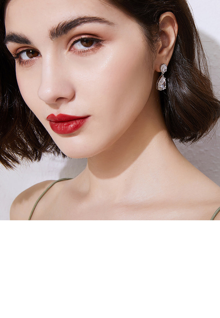 Fashion and Elegant Geometric Water Drop Earrings with Cubic Zirconia - Luxurious Look