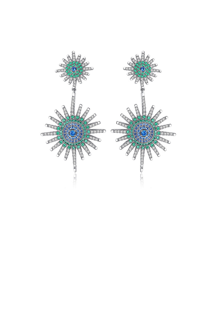 Fashion and Elegant Geometric Firework Earrings with Cubic Zirconia - Luxurious Look