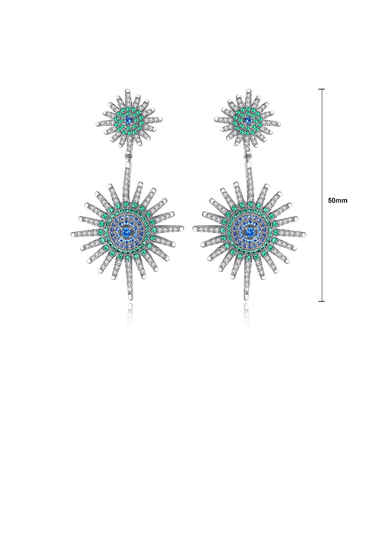 Fashion and Elegant Geometric Firework Earrings with Cubic Zirconia - Luxurious Look