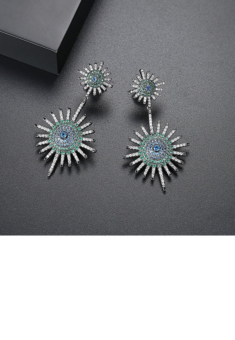 Fashion and Elegant Geometric Firework Earrings with Cubic Zirconia - Luxurious Look
