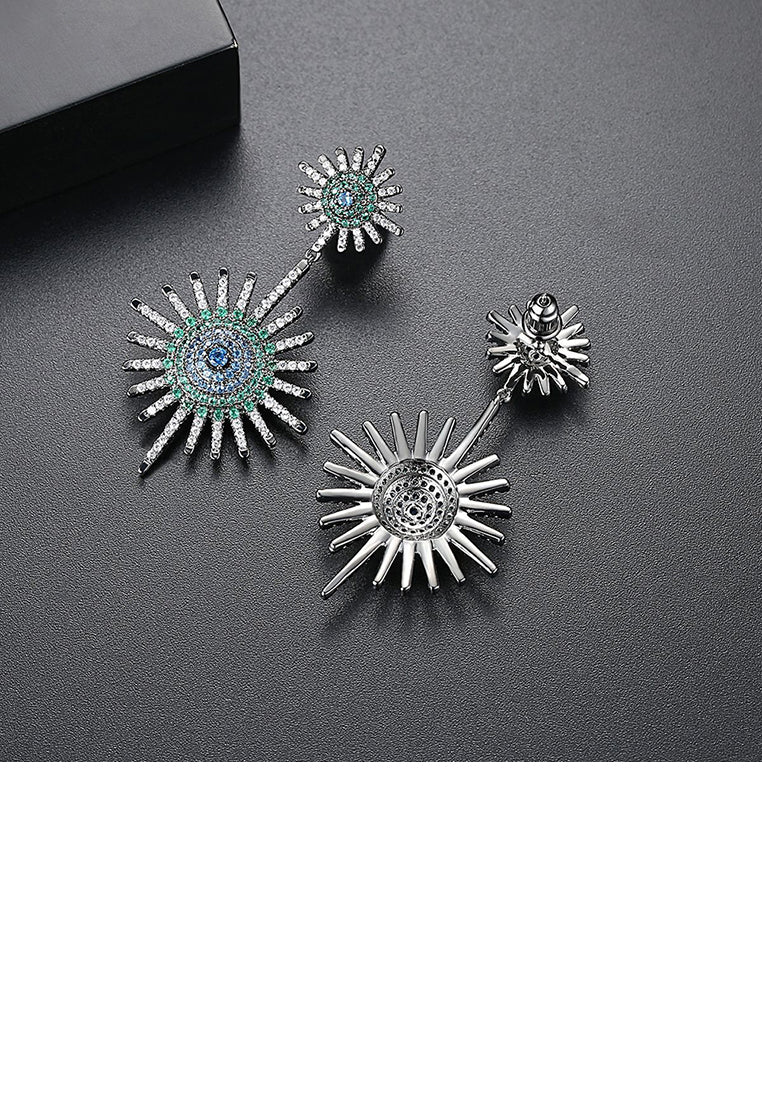 Fashion and Elegant Geometric Firework Earrings with Cubic Zirconia - Luxurious Look