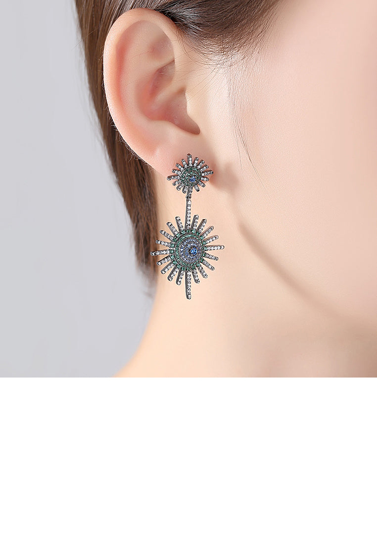 Fashion and Elegant Geometric Firework Earrings with Cubic Zirconia - Luxurious Look