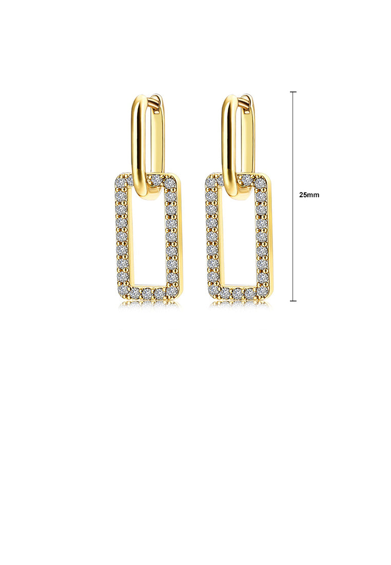 Fashion Temperament Plated Gold Hollow Geometric Earrings with Cubic Zirconia - Luxurious Look