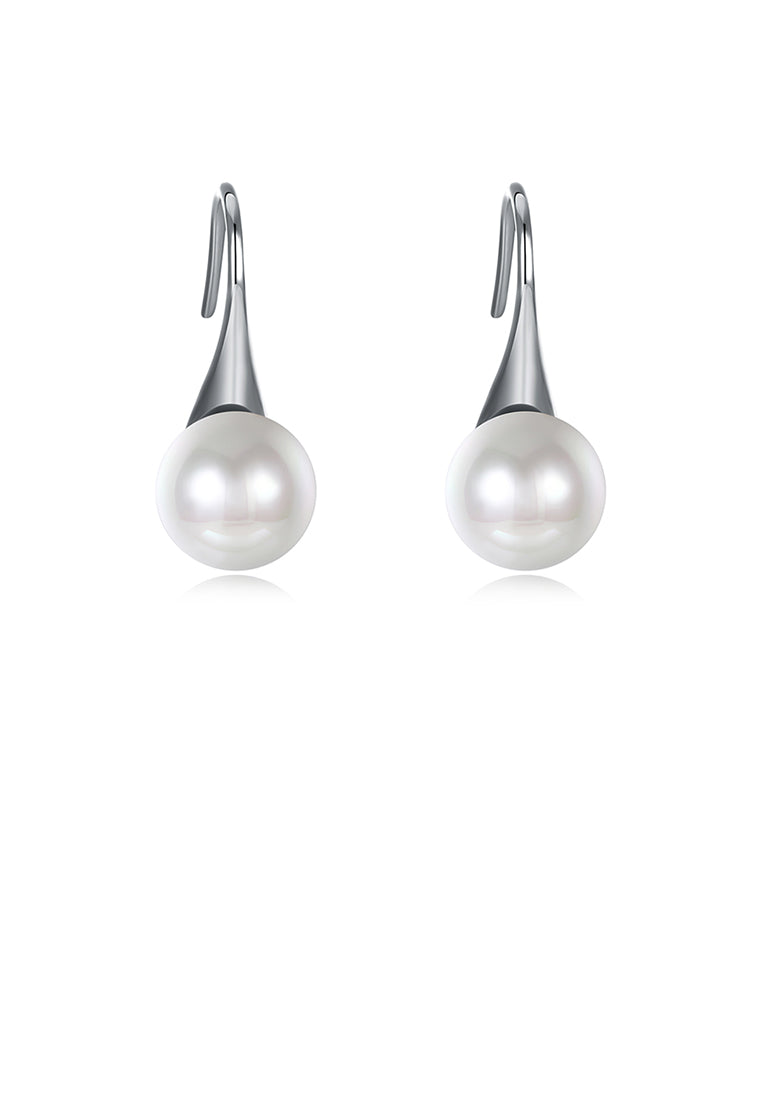 925 Sterling Silver Elegant Fashion Simple White Pearl Earrings - Luxurious Look