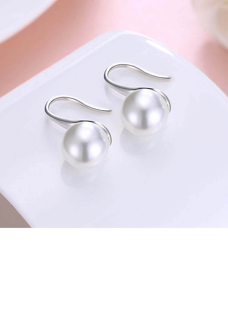 925 Sterling Silver Elegant Fashion Simple White Pearl Earrings - Luxurious Look
