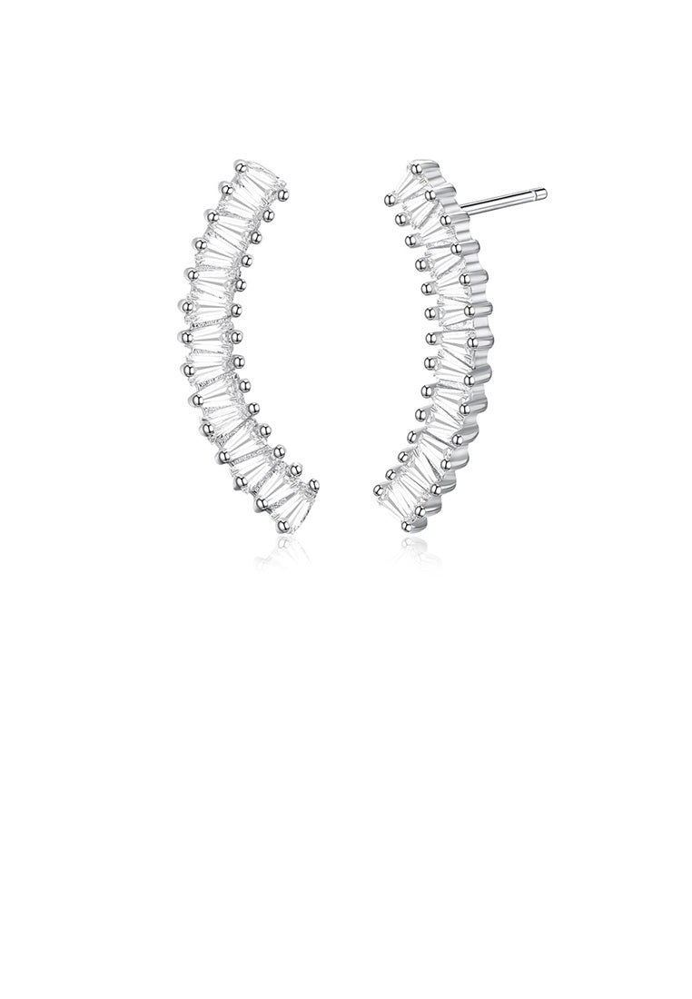 925 Sterling Silver Simple Geometric Single Row Cubic Zircon Stud Earrings