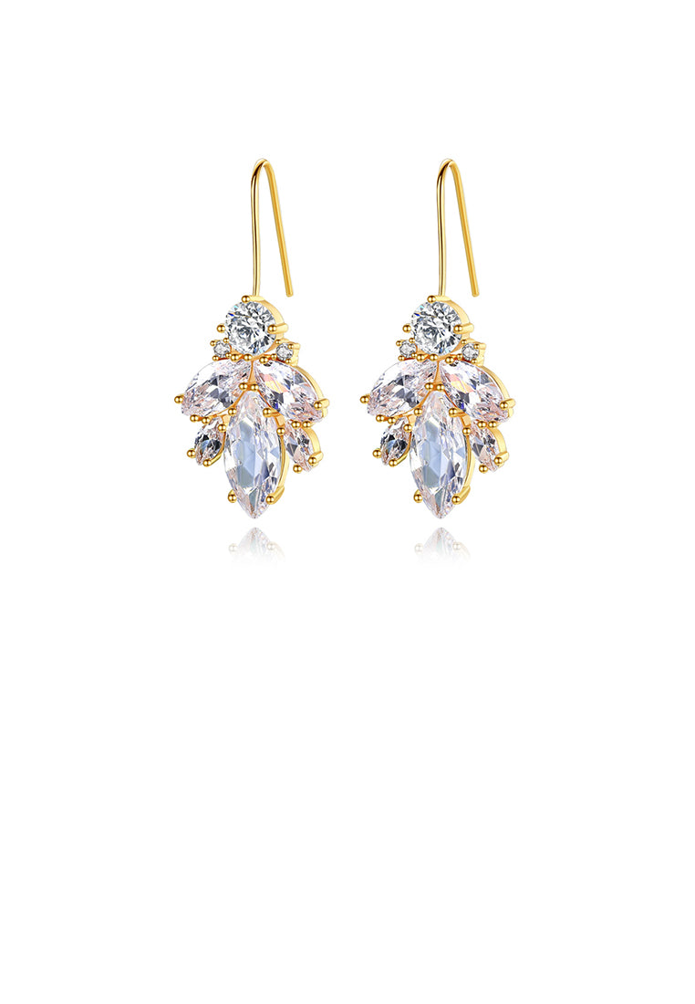 Fashion and Elegant Plated Gold Geometric Cubic Zirconia Earrings - Luxurious Look