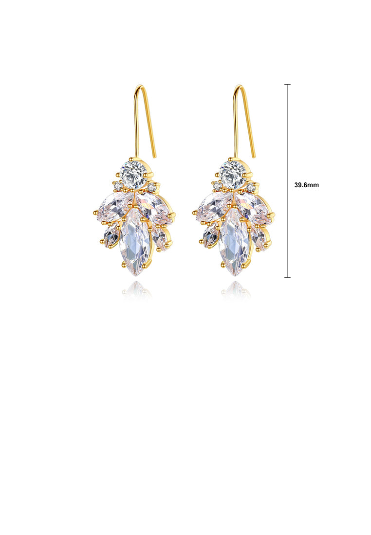Fashion and Elegant Plated Gold Geometric Cubic Zirconia Earrings - Luxurious Look
