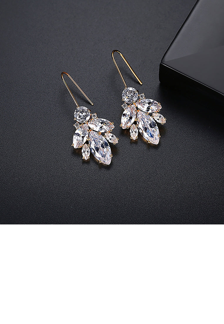 Fashion and Elegant Plated Gold Geometric Cubic Zirconia Earrings - Luxurious Look