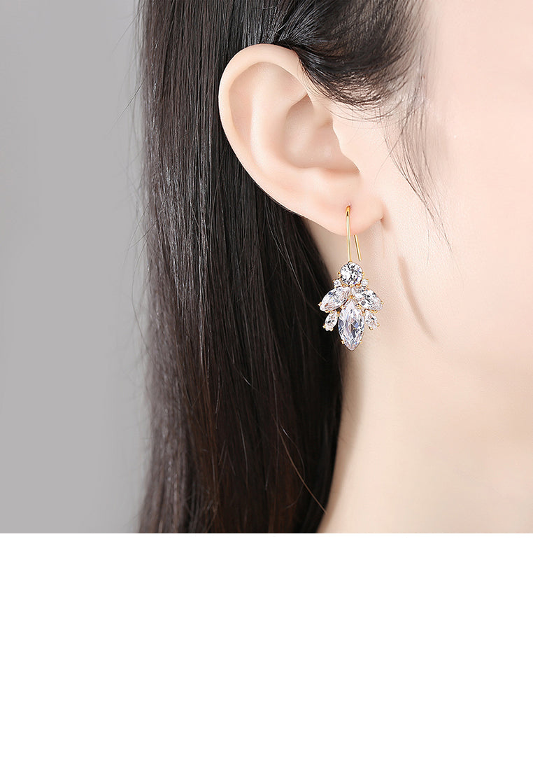 Fashion and Elegant Plated Gold Geometric Cubic Zirconia Earrings - Luxurious Look