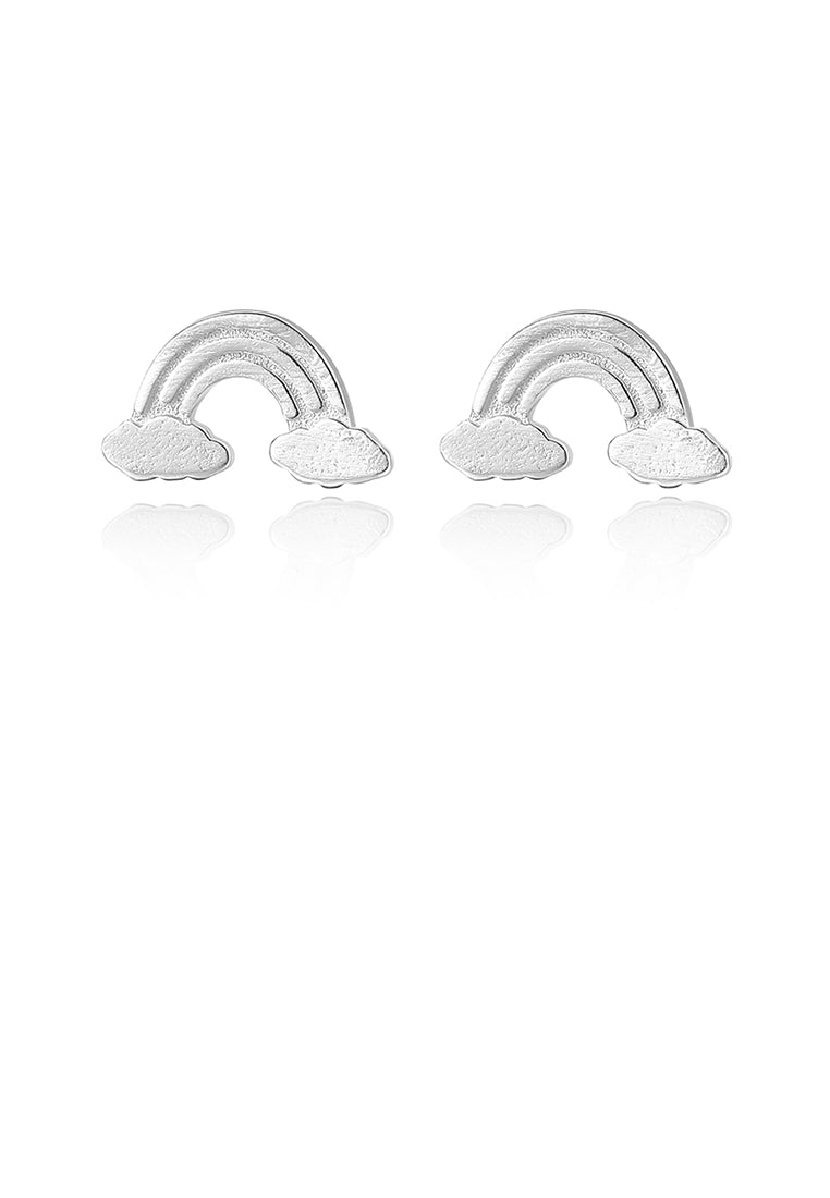 925 Sterling Silver Fashion Simple Rainbow Cloud Stud Earrings