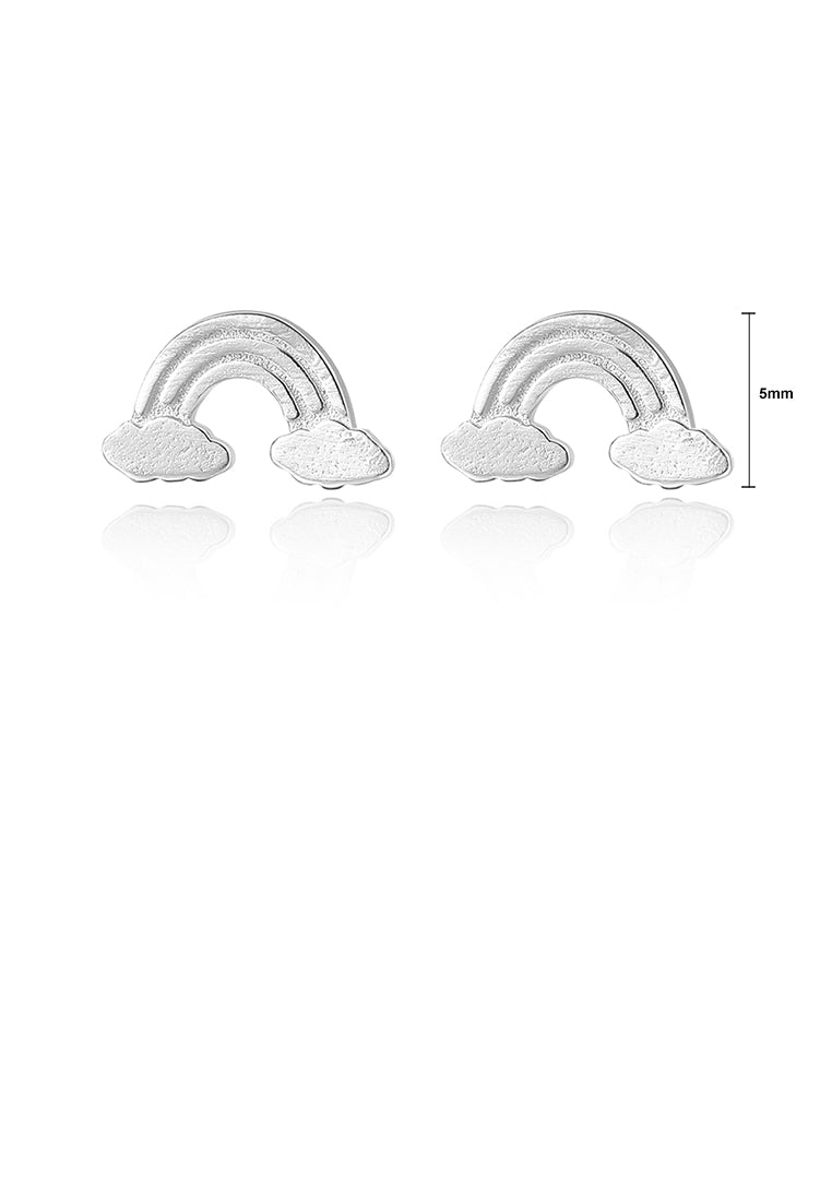 925 Sterling Silver Fashion Simple Rainbow Cloud Stud Earrings