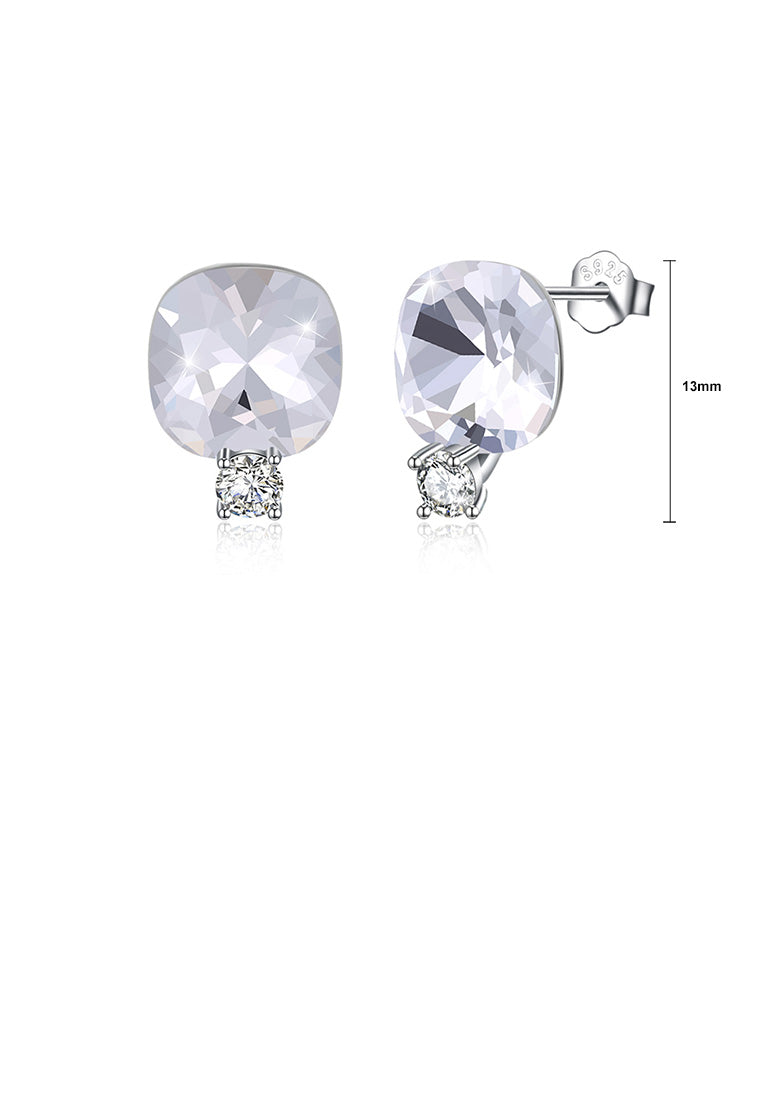 925 Sterling Silver Fashion Simple Geometric Square Earrings with White Austrian Element Crystal
