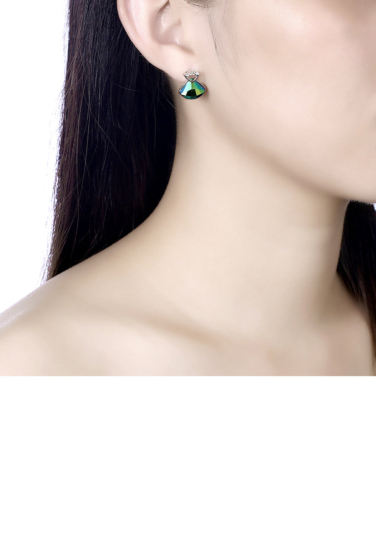 925 Sterling Silver Elegant Fashion Shell Earrings with Blue Austrian Element Crystal